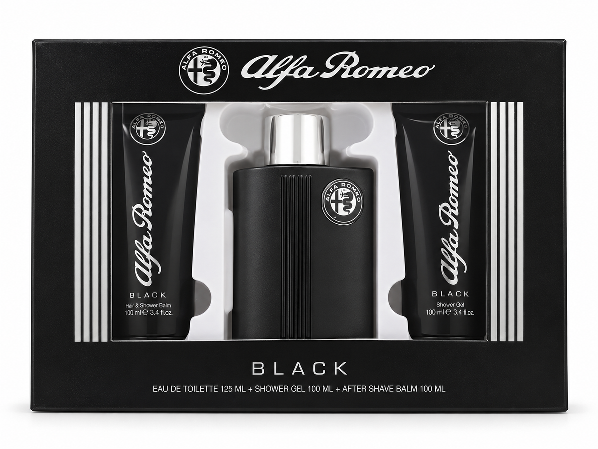 Alfa Romeo Black Gift Set — EDT 125ml + Shower Gel + Aftershave Balm